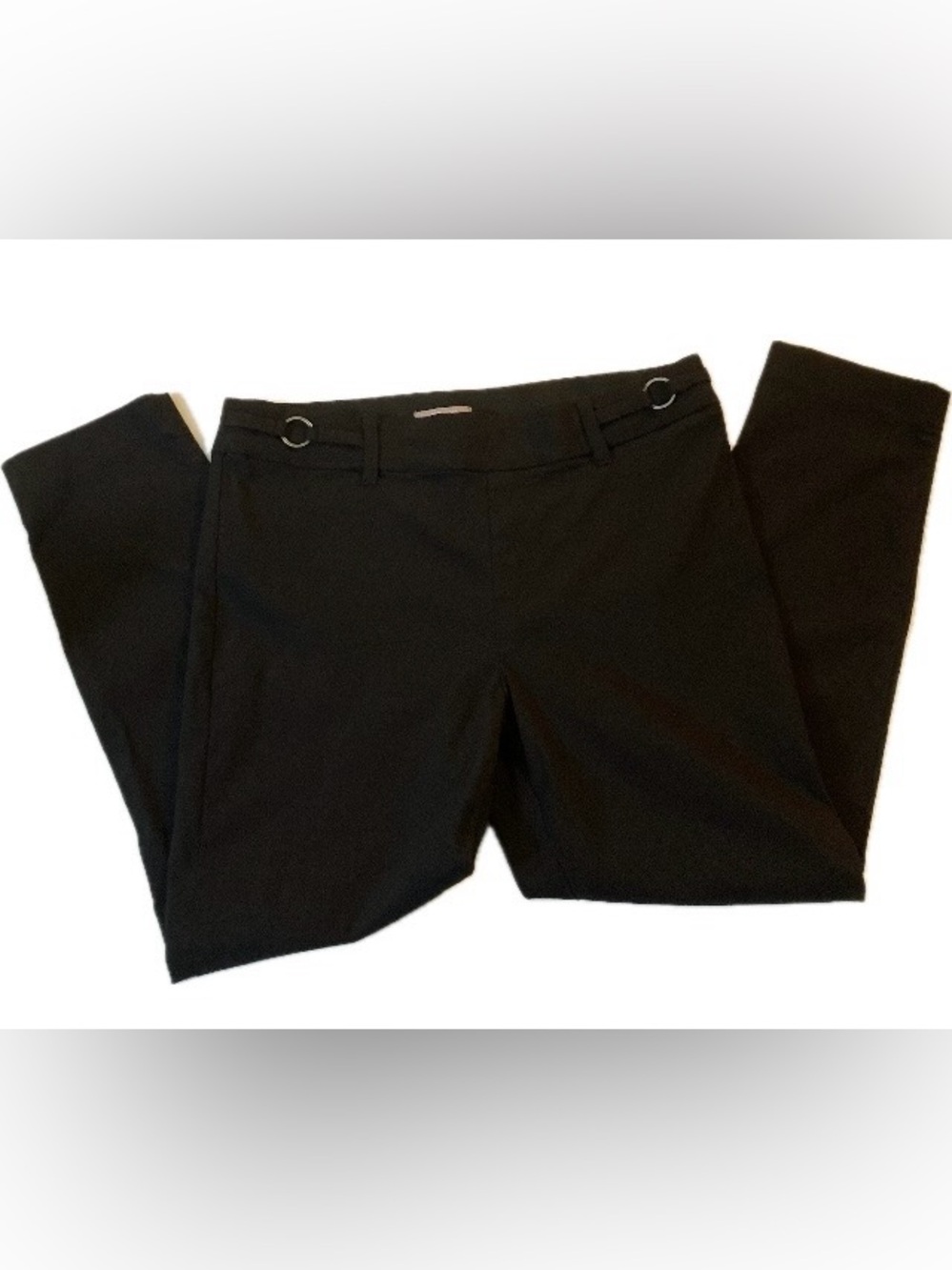 Maurices Black Straight-Leg Crop Pants With Ring Detail Stretchy Size Medium